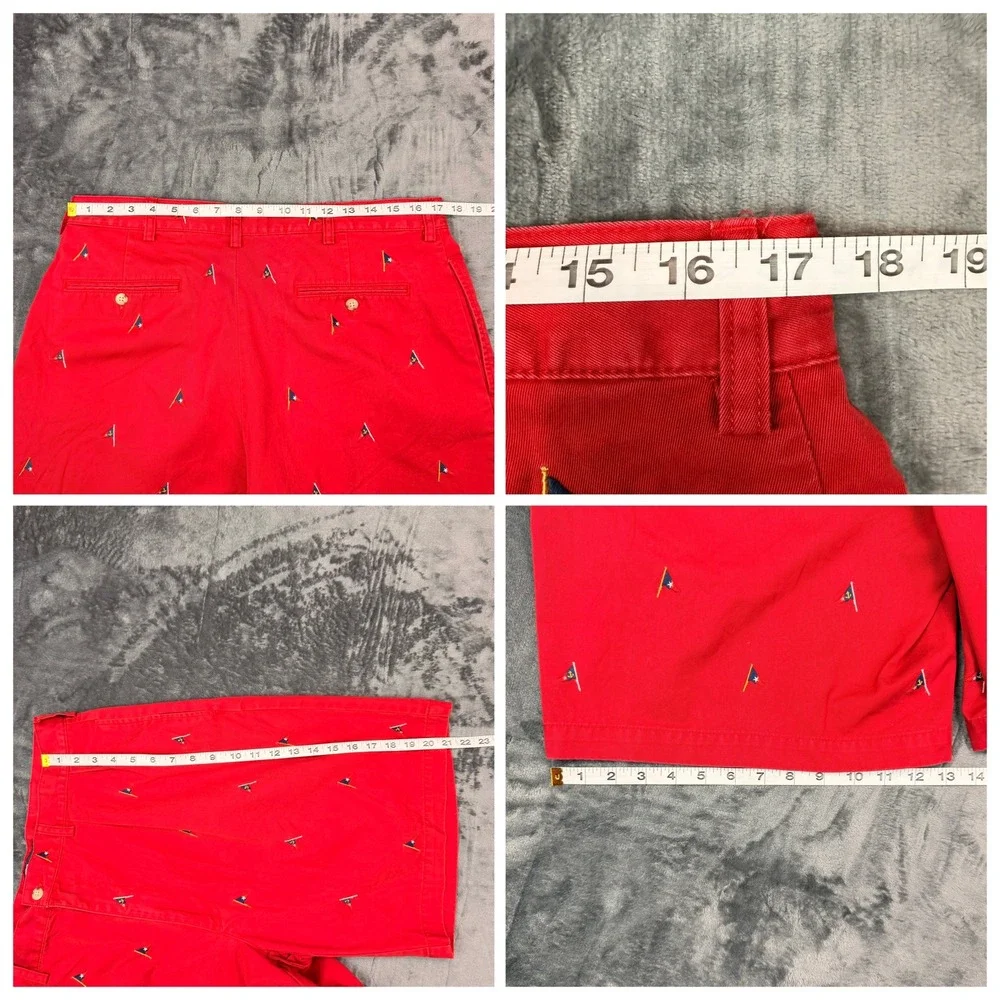 VTG Polo Ralph Lauren Tyler Shorts Mens 35 Red Embroidered Nautical Flag Cotton